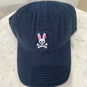 Psycho Bunny Mens Core Sunbleached Hat, Navy Blue, One Size, New with tags
